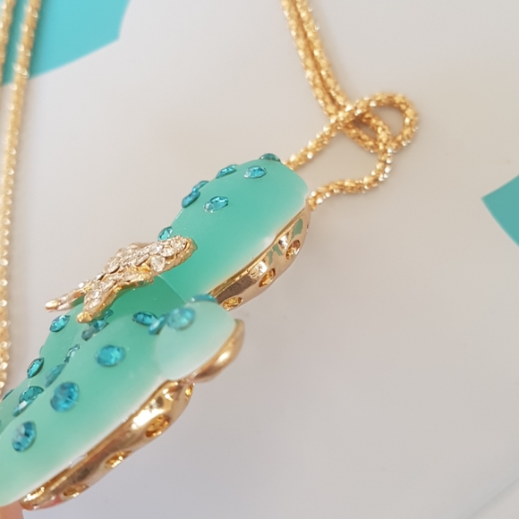 Betsey Johnson Style Necklace Blue Crystal Pendant - Picture 8 of 12